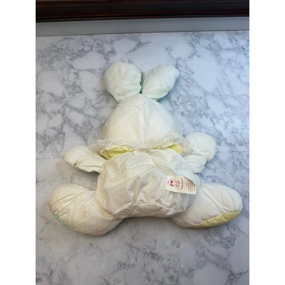 Vintage Fisher Price Puffalump Bunny Rabbit Plush 1988 White Pastel Green 1359